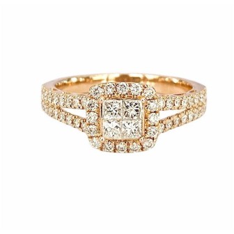 SORTIJA DE ORO ROSA CON DIAMANTES