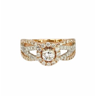 SORTIJA DE ORO BLANCO Y ROSA CON DIAMANTES