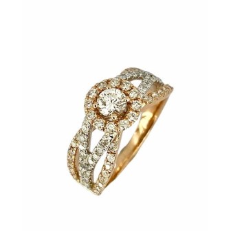 SORTIJA DE ORO BLANCO Y ROSA CON DIAMANTES