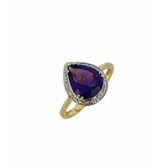 SORTIJA AMATISTA Y DIAMANTES