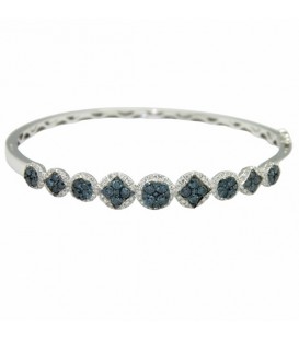 14 kts white gold bracelet with blue and white diamonds