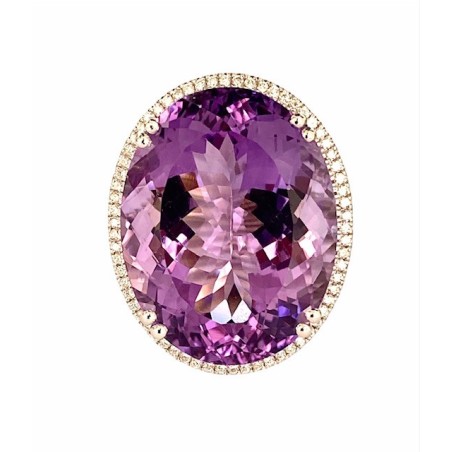 SORTIJA AMATISTA Y DIAMANTES MONTADO EN ORO BLANCO 18CTS