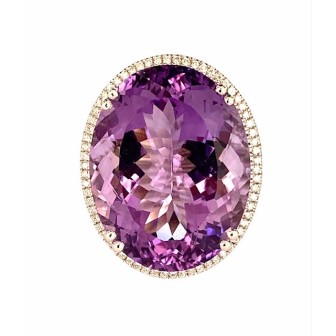 SORTIJA AMATISTA Y DIAMANTES MONTADO EN ORO BLANCO 18CTS