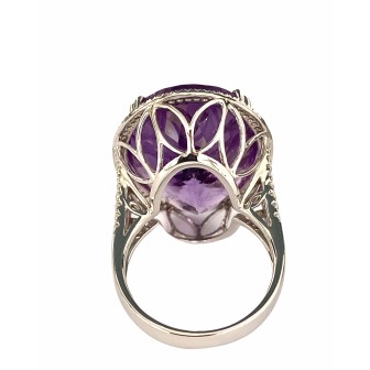 SORTIJA AMATISTA Y DIAMANTES MONTADO EN ORO BLANCO 18CTS