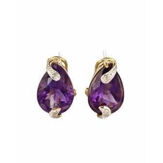 PENDIENTES DE AMATISTA Y DIAMANTES