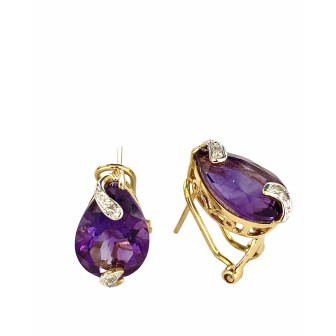 PENDIENTES DE AMATISTA Y DIAMANTES