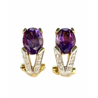 PENDIENTES DE AMATISTA Y DIAMANTES