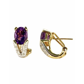 PENDIENTES DE AMATISTA Y DIAMANTES