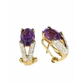 PENDIENTES DE AMATISTA Y DIAMANTES