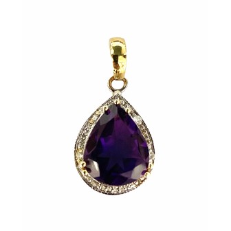 COLGANTE CON AMATISTA Y DIAMANTES BLANCOS