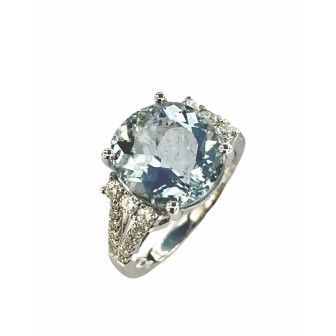 SORTIJA DE AGUAMARINA Y DIAMANTES