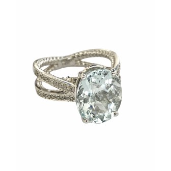 SORTIJA DE AGUAMARINA Y DIAMANTES