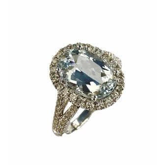 SORTIJA DE AGUAMARINA Y DIAMANTES