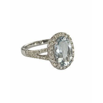 SORTIJA DE AGUAMARINA Y DIAMANTES