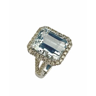 SORTIJA DE AGUAMARINA Y DIAMANTES