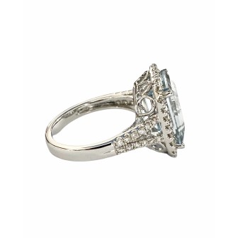 SORTIJA DE AGUAMARINA Y DIAMANTES