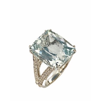 SORTIJA DE AGUAMARINA Y DIAMANTES