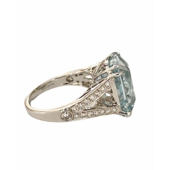 SORTIJA DE AGUAMARINA Y DIAMANTES