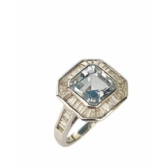 SORTIJA DE AGUAMARINA Y DIAMANTES