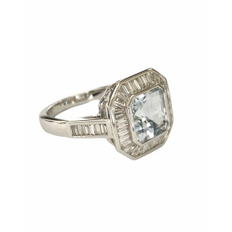 SORTIJA DE AGUAMARINA Y DIAMANTES