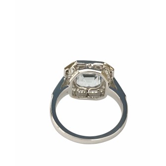 SORTIJA DE AGUAMARINA Y DIAMANTES