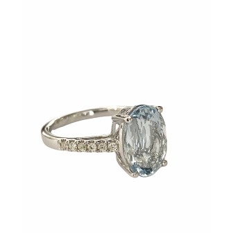 SORTIJA DE AGUAMARINA Y DIAMANTES