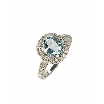 SORTIJA DE AGUAMARINA Y DIAMANTES