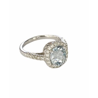SORTIJA DE AGUAMARINA Y DIAMANTES