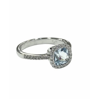 SORTIJA DE AGUAMARINA Y DIAMANTES