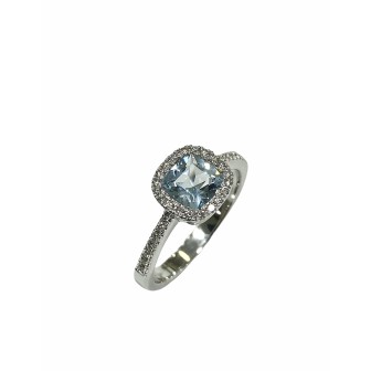 SORTIJA DE AGUAMARINA Y DIAMANTES
