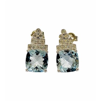 PENDIENTES DE AQUAMARINA Y DIAMANTES