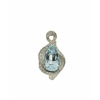 COLGANTE CON AQUAMARINA Y DIAMANTES BLANCOS