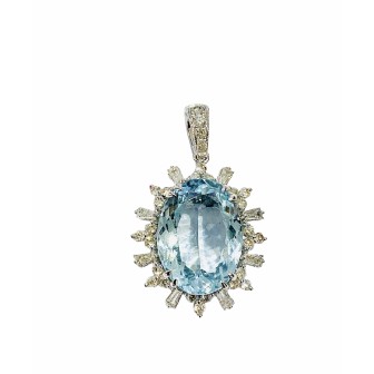 COLGANTE CON AQUAMARINA Y DIAMANTES BLANCOS