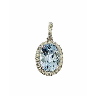 COLGANTE CON AQUAMARINA Y DIAMANTES BLANCOS