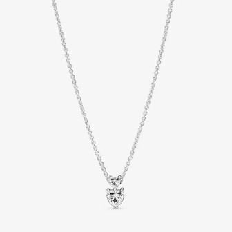 Collar Colgante Doble Corazón Brillante