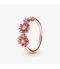 Pink Daisy Flower Trio Ring