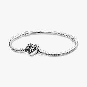 Pulsera Cadena de Serpiente con Cierre de Corazón Familia