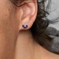 Pendientes de Botón Flor Pensamiento Morado