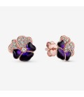 Deep Purple Pansy Flower Stud Earrings