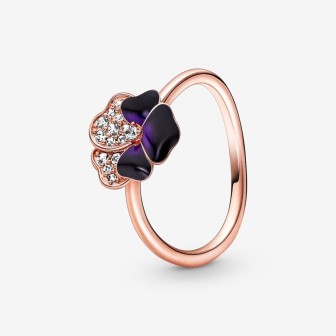 Anillo Flor Pensamiento Morado