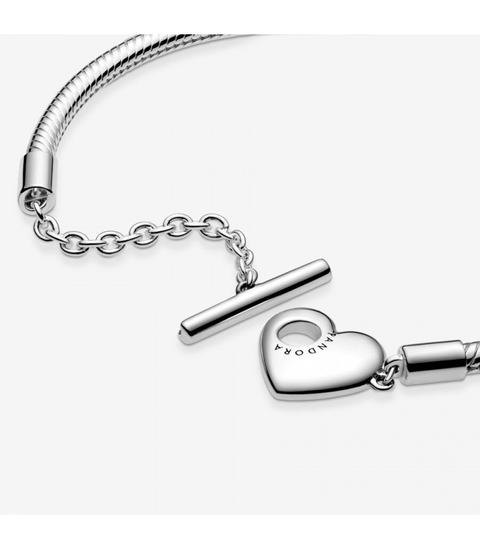 Pandora Moments Heart T-Bar Snake Chain Bracelet