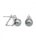 PENDIENTES CERES CON PERLAS GRISES Y CIRCONITAS 10 MM