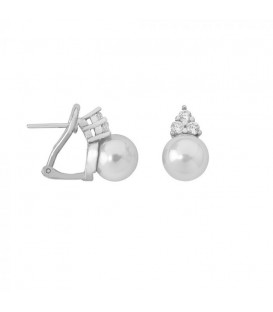 PENDIENTES SELENE PLATA CON PERLAS Y CIRCONITAS 10 MM