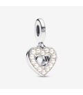 Pearlescent White Heart Mum Double Dangle Charm