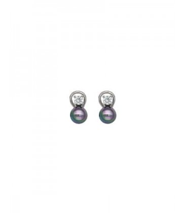 PENDIENTES SELENE PERLA GRIS 8mm