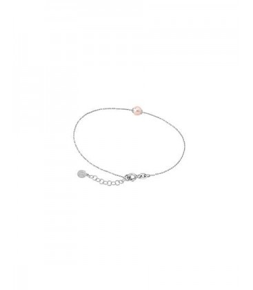 PULSERA CIES PLAT CON PERLA ROSA