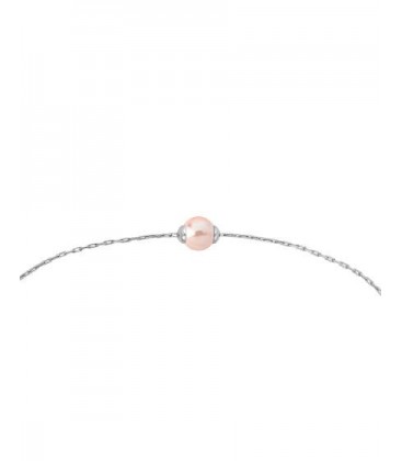 PULSERA CIES PLAT CON PERLA ROSA