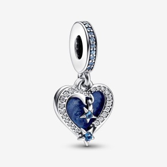 Charm colgante Doble Corazón Estrella Fugaz
