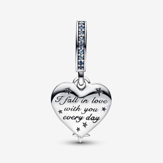 Charm colgante Doble Corazón Estrella Fugaz