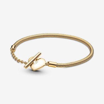 Pulsera Pandora Moments Cadena de Serpiente con Cierre en T y Corazón